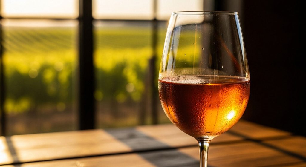 Orange wine in a glass