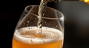 Petillant wine pouring into glass